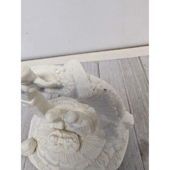 Musical Nativity Figurine Plays Silent Night Off White Bisque Holy Family 8” - Picture 4 of 8